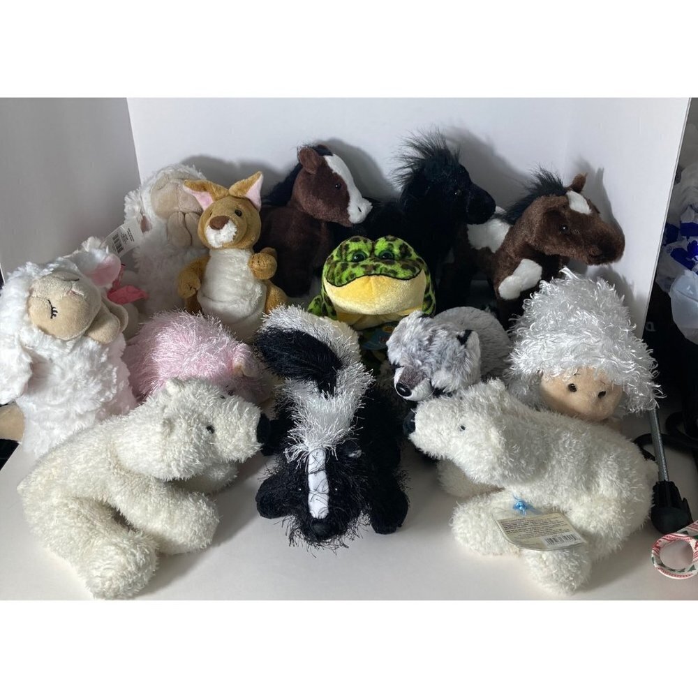 Lot 14 Ganz Webkinz Stuffed Animals Bear Horse Skunk‎ Frog Zoo Farm